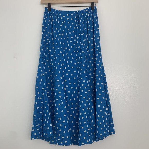 Vintage 70s Campus Casuals of California Skirt Blue White Polka Dot Womens Small - Picture 3 of 5